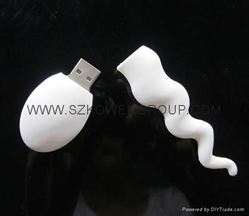 White Sexy Sperm 8GB USB 2.0 Flash pollywog Stick Pen USB Drive White tadpole