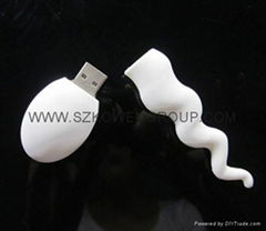 White Sexy Sperm 8GB USB 2.0 Flash pollywog Stick Pen USB Drive White tadpole