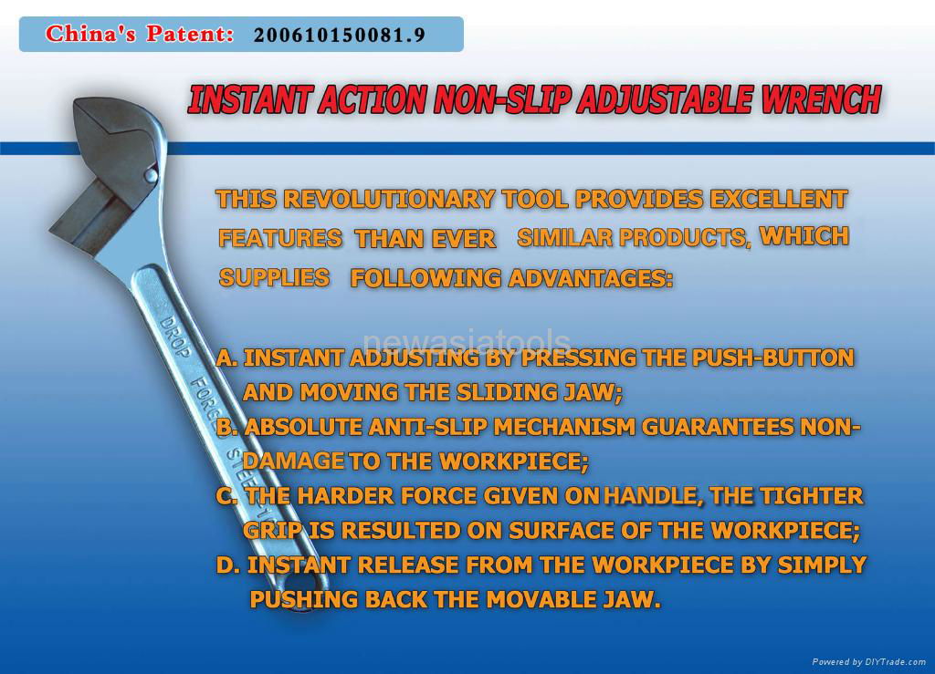 Instant Action Non-Slip Adjustable Wrench