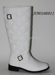 Very hot style lady high boots flat shoes white