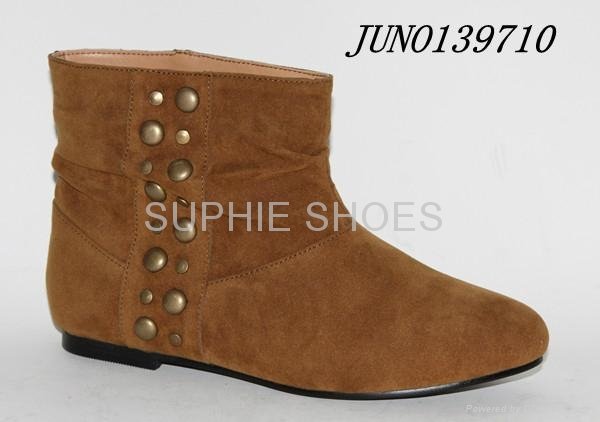 female PU Suede short boots casual 4 season flat boots