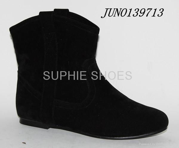 female PU Suede short boots casual 4 season flat boots 5