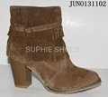 Women ankle boots tassel short boots thick heel 2