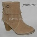 Women ankle boots tassel short boots thick heel 4