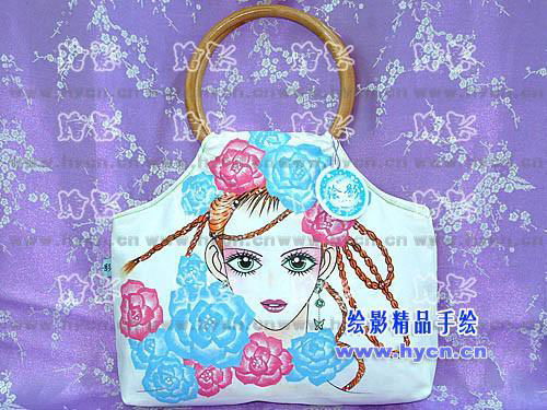 Hand-painted bag - canvas bag - flowers memories 2
