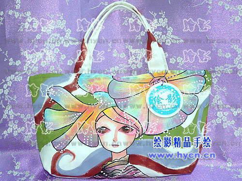 Hand-painted bag - canvas bag - flowers memories 4