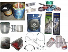 fishing line, braided line, fly line, fishing net rope, monofilament line.