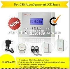 14 years factory! Wireless Home GSM Alarm System with 99 defense zones--YL-007M2