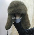 Rabbit fur hat with pig leather shell
