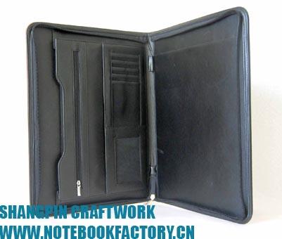 Leather briefcase portfolio file folder document holder writing paper keeper 2