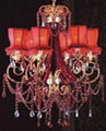 Red lampshade chandelier 1