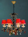 Red lampshade chandelier 2