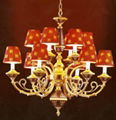 Red lampshade chandelier 3