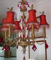 Red lampshade chandelier 4