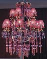 Red lampshade chandelier 5