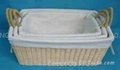 Rattan basket in rectangle with fabric