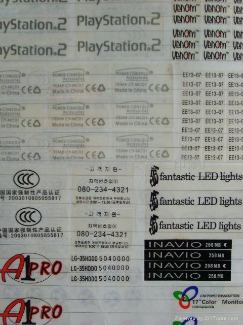 Transparent trademark stickers