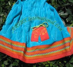 Velvet jacquard beach towel with yarn dyed.  