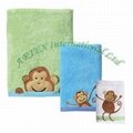 children towel set with appliqué animal