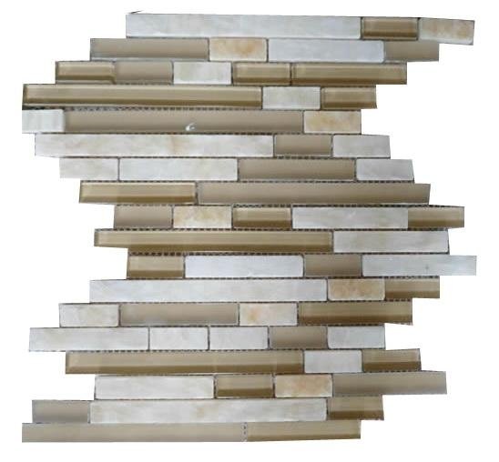Marble mix glass mosaic tile 8mm thickness