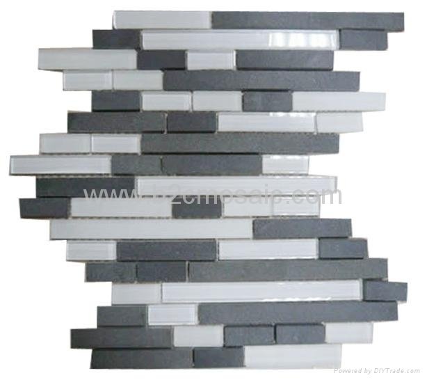 Marble mix glass mosaic tile 8mm thickness 2