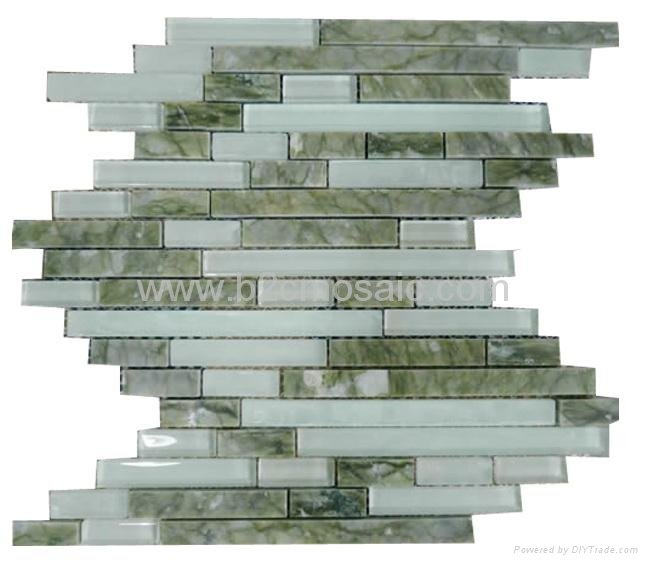 Marble mix glass mosaic tile 8mm thickness 3