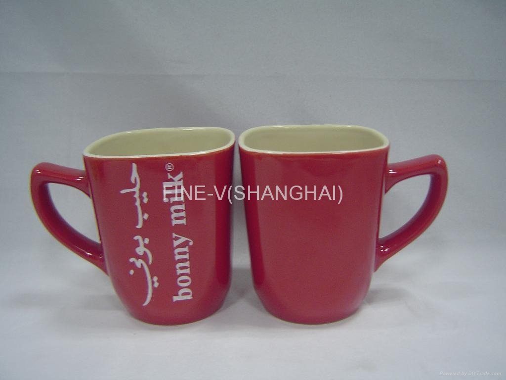 Ceramic square coffee and tea cup/mug with double glaze