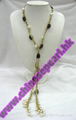 Freshwater pearl necklace with smoky quartz gold thread 1