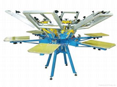 6 color manual screen printing machine