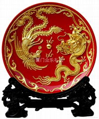 Dragon and  Phoenix  Red  Plate-Celestial Sphere