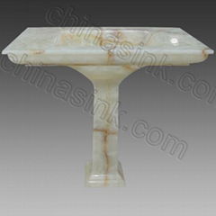 White onyx bathroom pedestal sink 