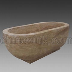 Beige travertine marble bathroom bathtub 