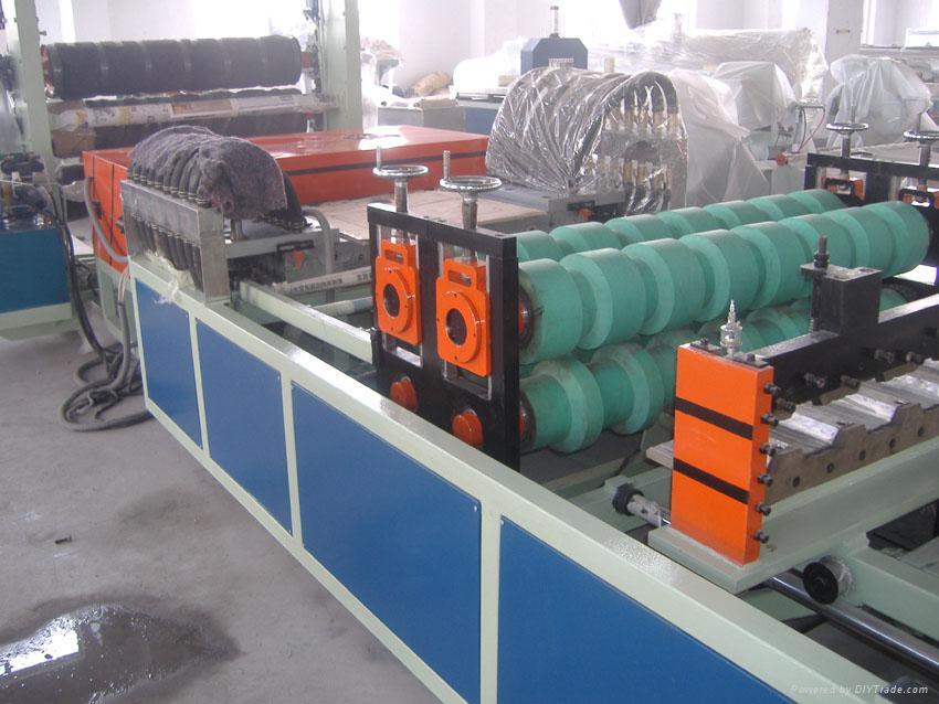 PVC roof tile making machine.