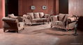 Antique royal solid wood furniture leather/fabric sofa set living room furniture 4