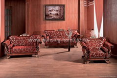 Antique royal solid wood furniture leather/fabric sofa set living room furniture