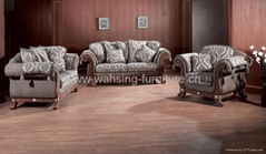 Antique royal solid wood furniture leather/fabric sofa set living room furniture