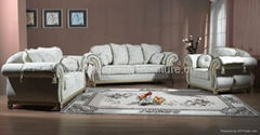 Antique royal solid wood furniture leather/fabric sofa set living room furniture