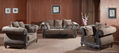 Antique royal solid wood furniture leather/fabric sofa set living room furniture 2