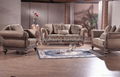 Antique royal solid wood furniture leather/fabric sofa set living room furniture 5