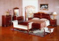 Antique royal solid wood furniture bedroom set bed dresser mirror wardrobe 1