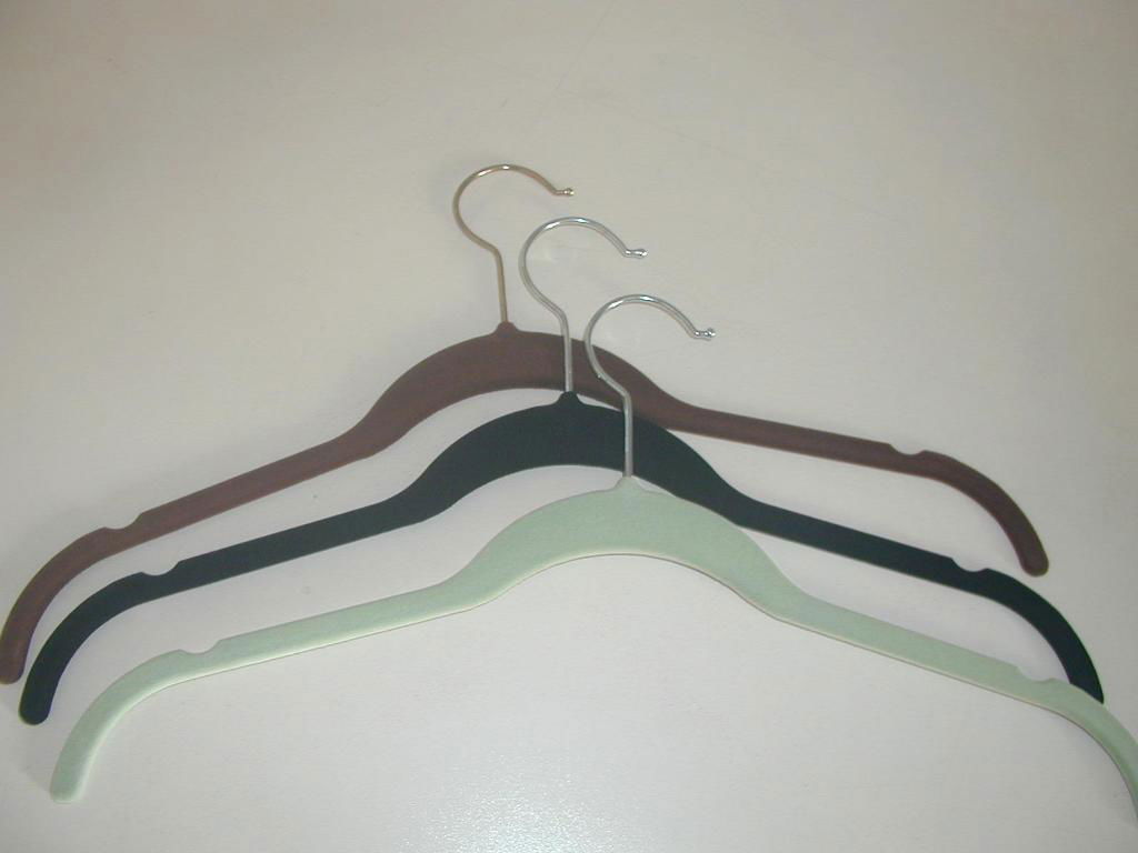 plastic Flocked shirt hanger with indents