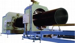 Large diameter twin wall spiral pipe extrusion line