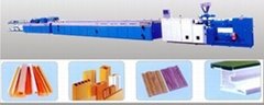 Wood and plastic composite profile and panel production line