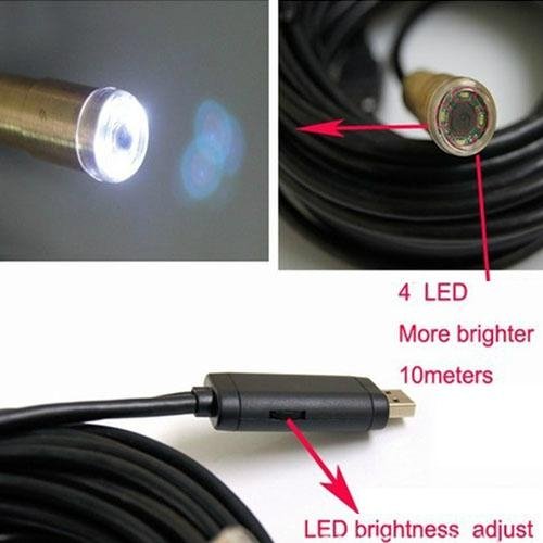 USB Endoscope Waterproof Wired Snake Tube camera with 4 LED Lights LM-EU997 5