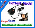 Bluetooth Motorcycle Helmet Headsets Intercom Speaker, 500m Intercom Headset  1
