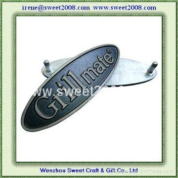 Custom Metal Label with Silver Logo Relief