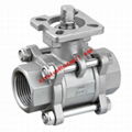 stainless steel CF8 CF8M CF3M 1000WOG 3pc ball valves with mounting flange 1