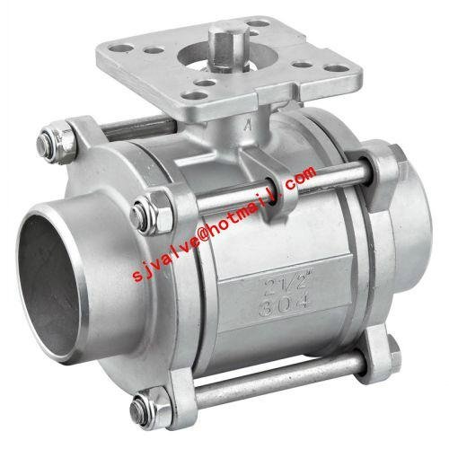 stainless steel CF8 CF8M CF3M 1000WOG 3pc ball valves with mounting flange 2