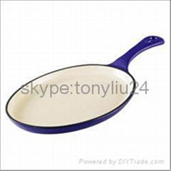 Cast Iron Oval Fajita Pan in Blue