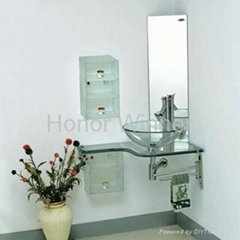 HW-P2004 Bathroom Corner Glass Cabinet